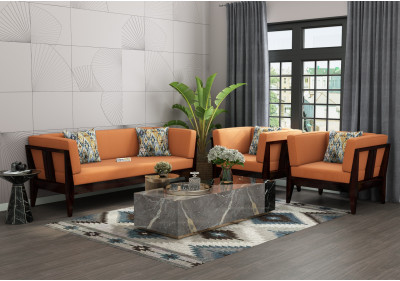 Grey Space 3+1+1 Seater Wooden Sofa Set 