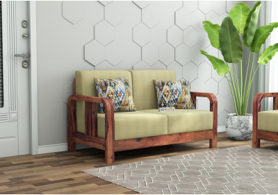 HomeBregg 2 Seater Wooden Sofa 