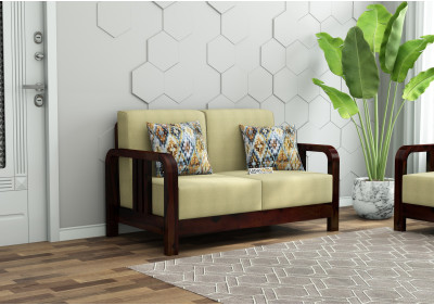HomeBregg 2 Seater Wooden Sofa 