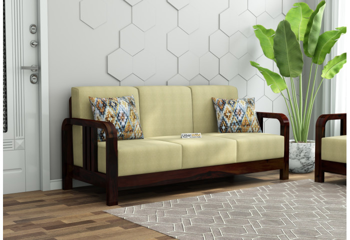 HomeBregg 3 Seater Wooden Sofa 