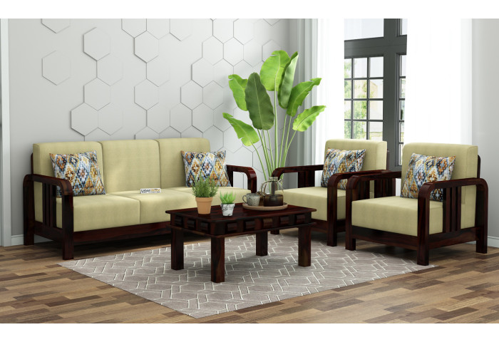 HomeBregg Wooden Sofa Set 3+1+1 Seater 