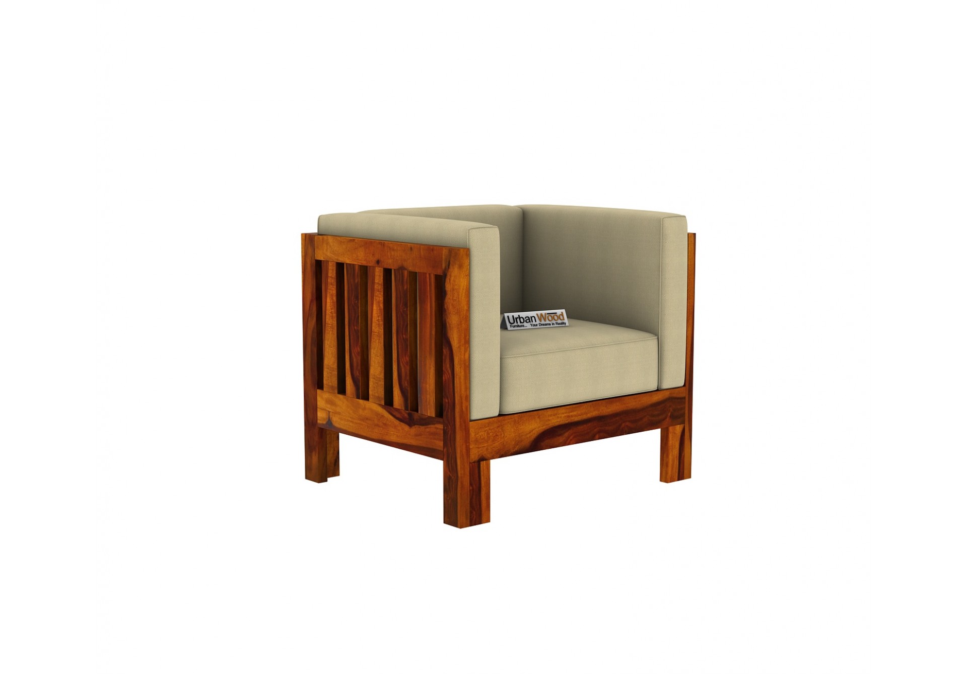 Fitbit Wooden Sofa 1 Seater ( Honey Finish )
