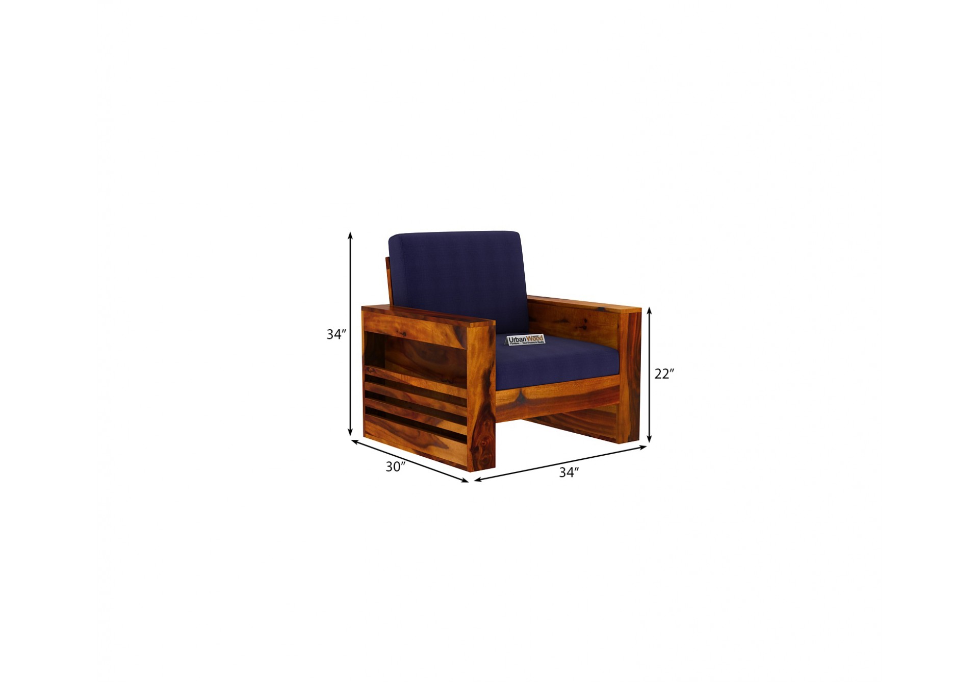 Modeway Wooden Sofa 1 Seater ( Honey Finish )