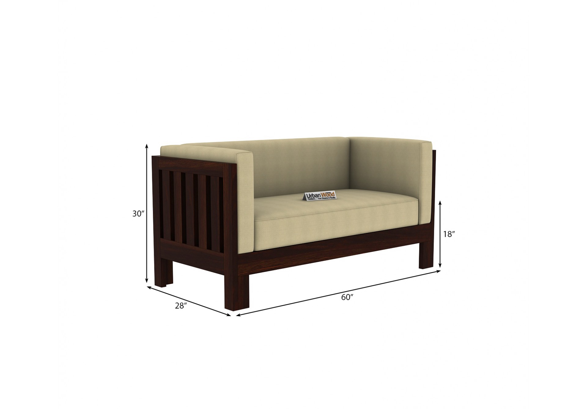 Fitbit Wooden Sofa Set 2+1+1 Seater ( Walnut Finish)
