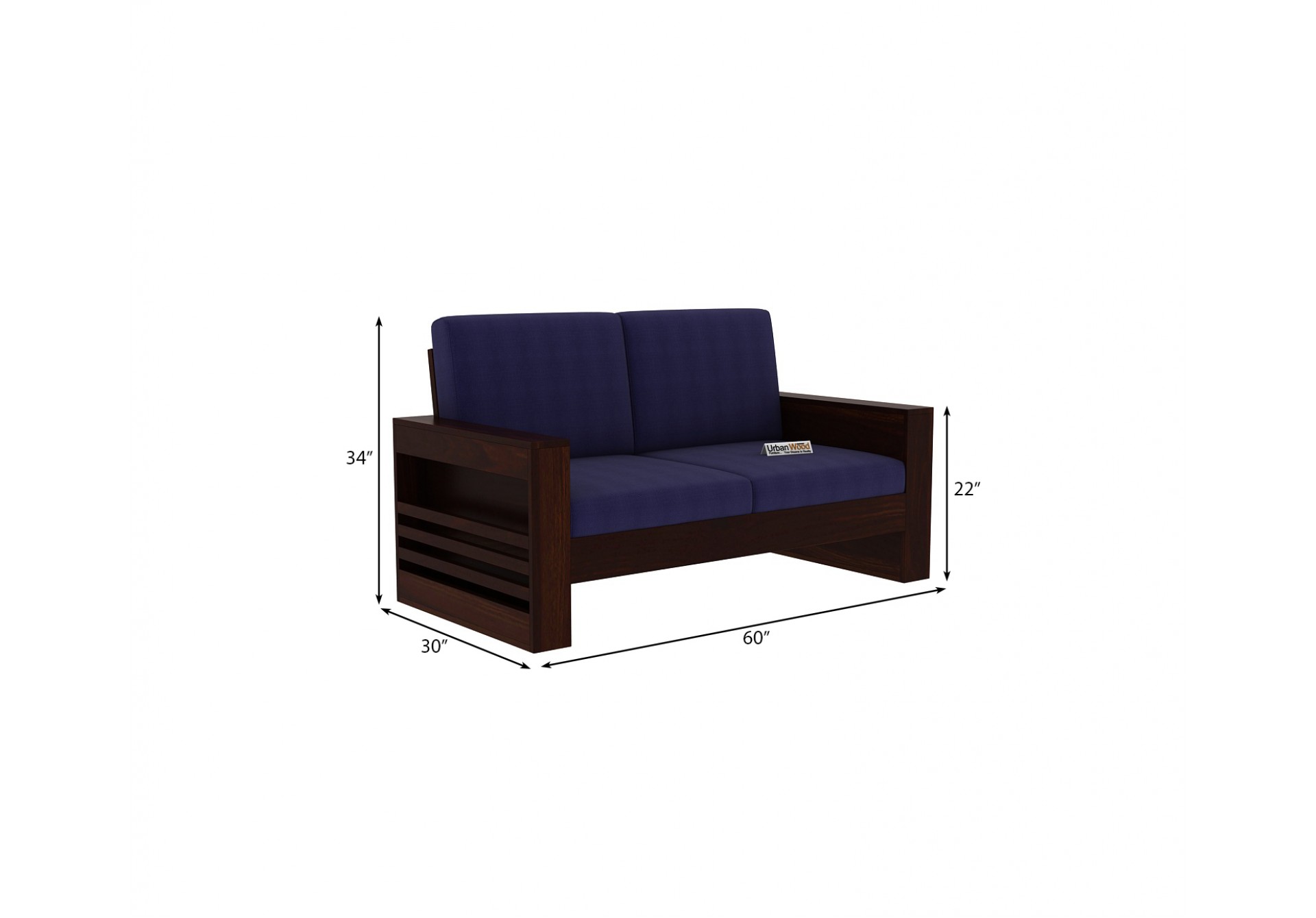 Modway Wooden Sofa 2 Seater ( Walnut Finish )