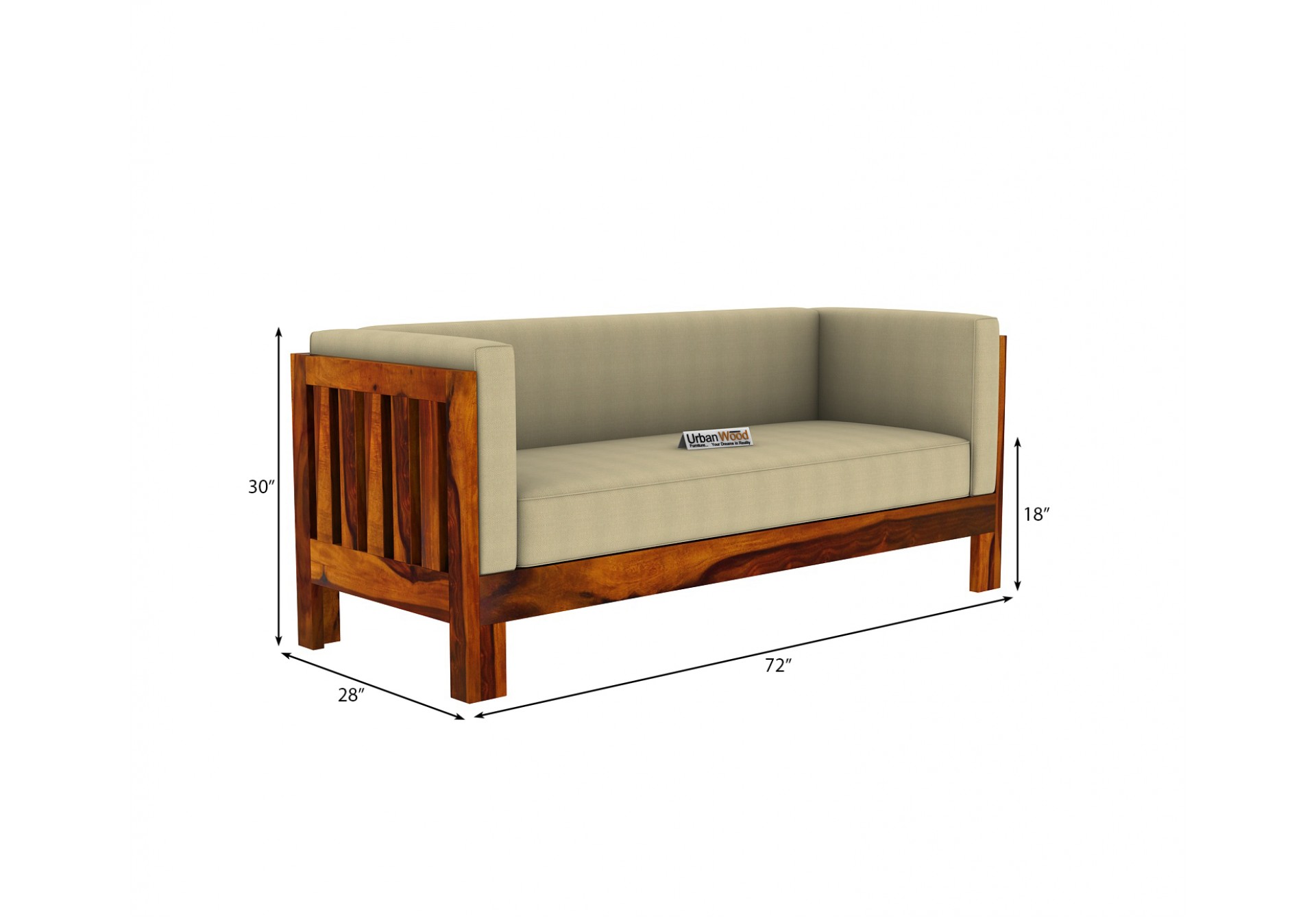 Fitbit Wooden Sofa Set 3+1+1 Seater (Honey Finish)