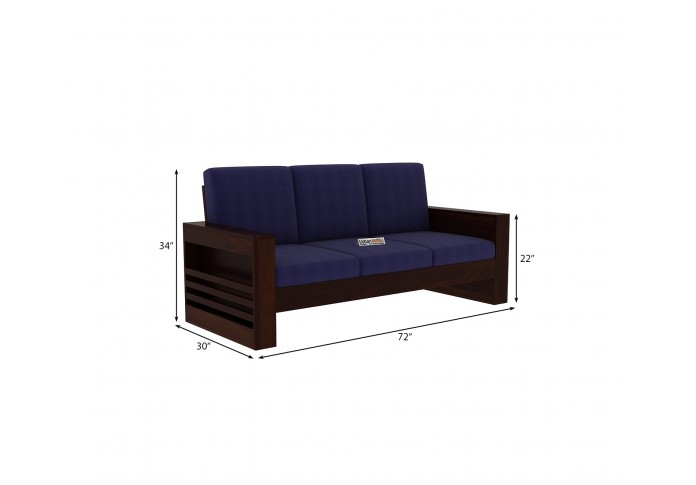 Modway Wooden Sofa Set 3+2+1 Seater (Walnut Finish)