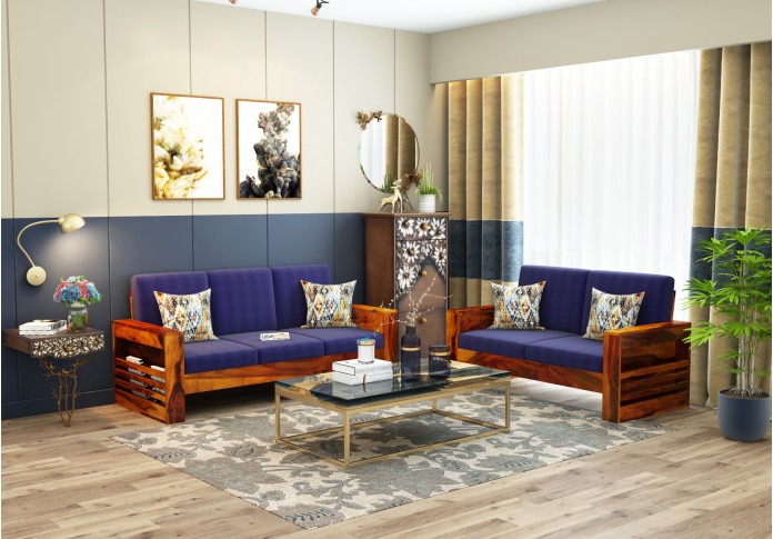 Modway Wooden Sofa Set 3+2 Seater (Honey Finish)