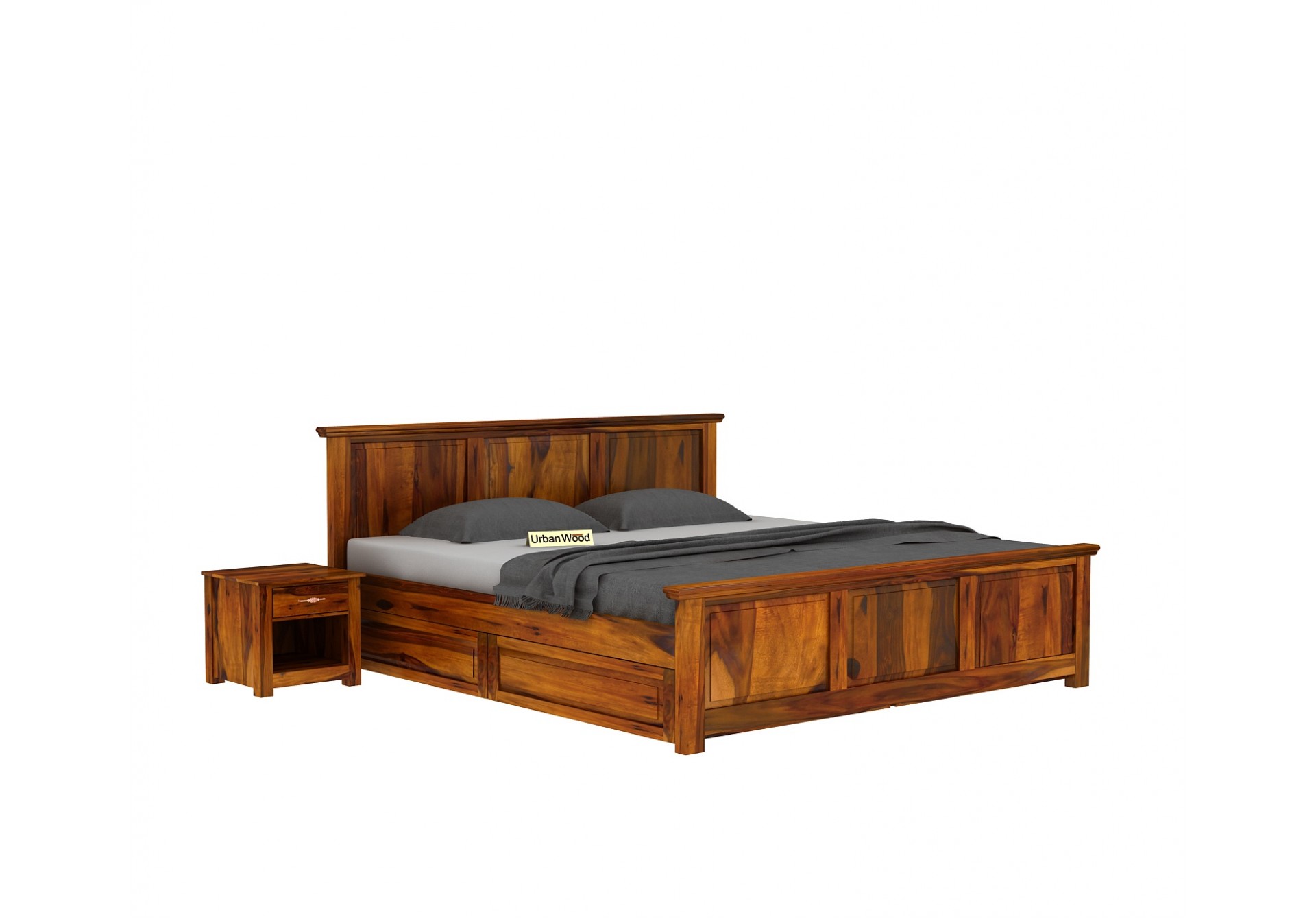 Babson Bed With Storage ( Queen Size, Teak Finish )