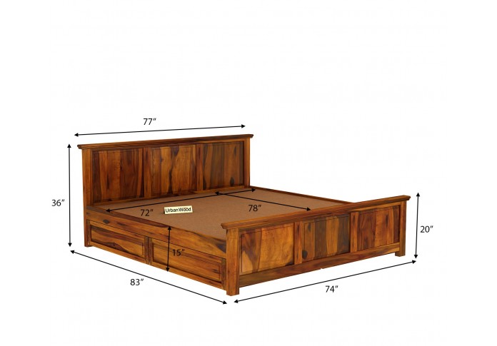 Babson Bed With Storage ( King Size, Honey Finish )