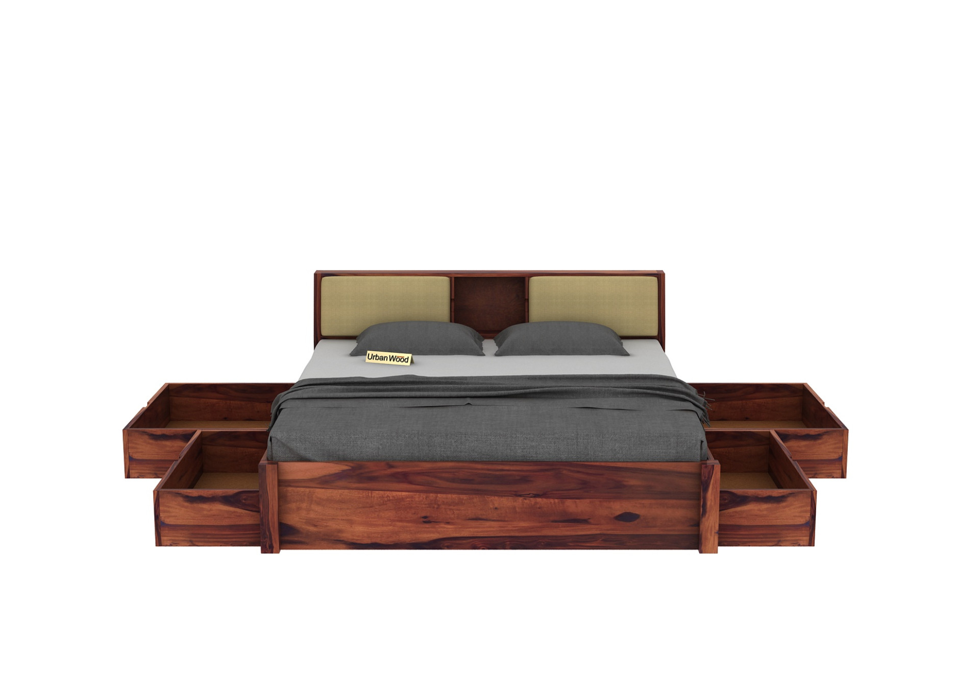 Laverock Bed With Storage (King Size, Teak Finish)