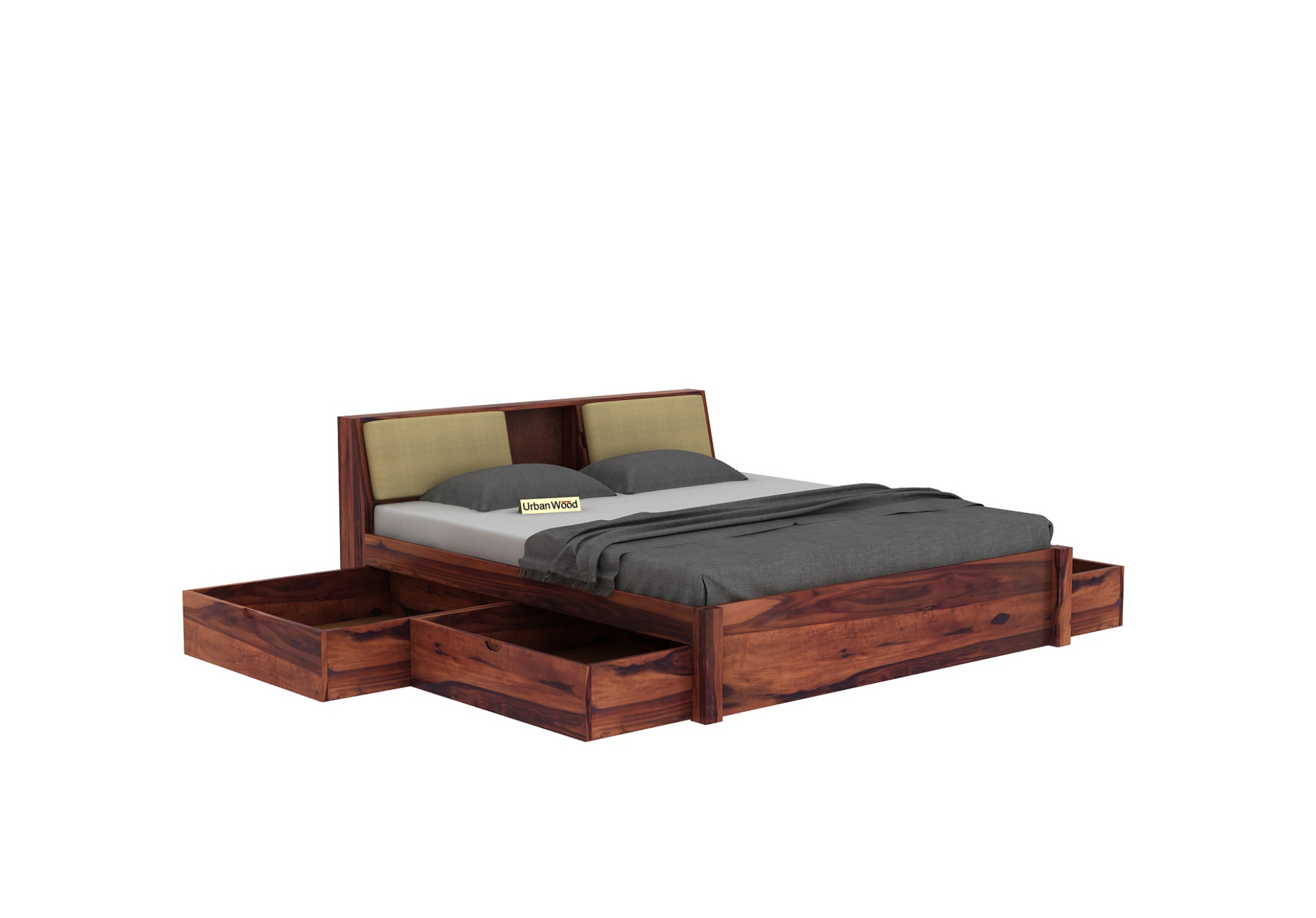 Laverock Bed With Storage (King Size, Teak Finish)