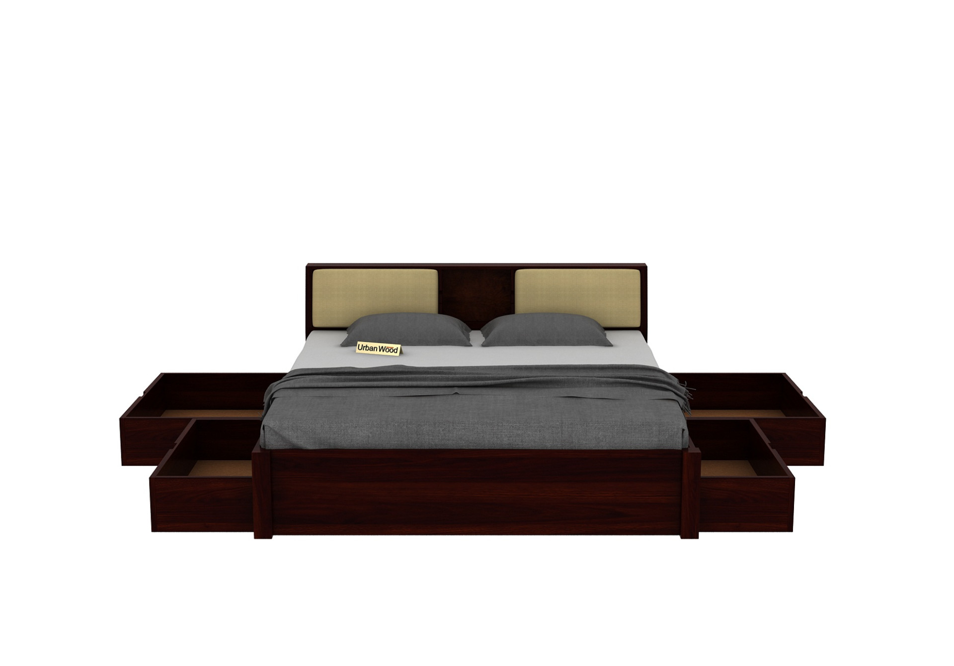 Laverock Bed With Storage (King Size, Walnut Finish)