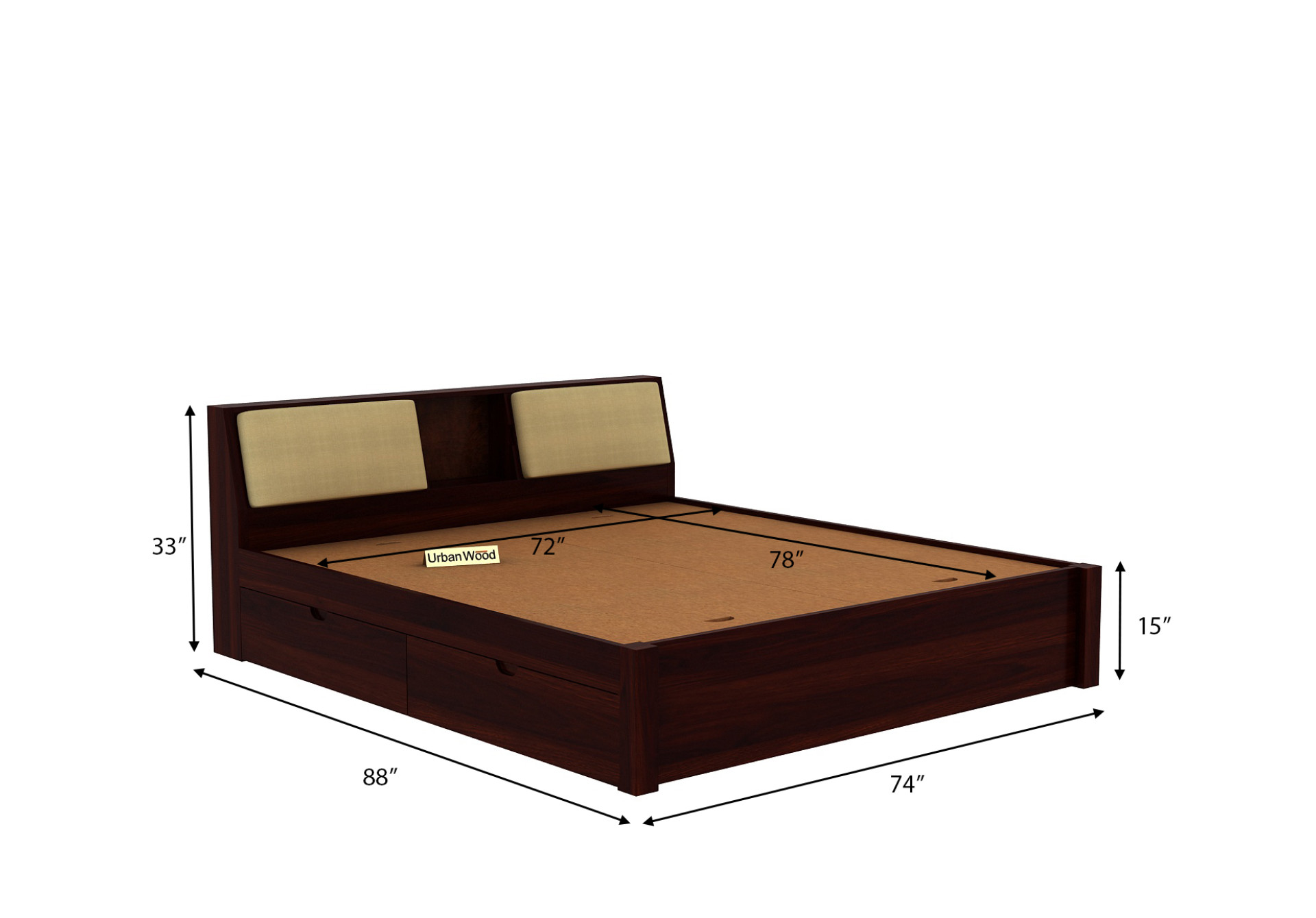 Laverock Bed With Storage (King Size, Walnut Finish)