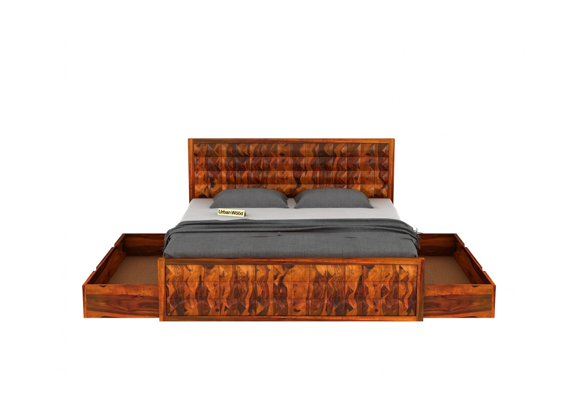 Morgana Bed With Storage ( Queen Size, Honey Finish )