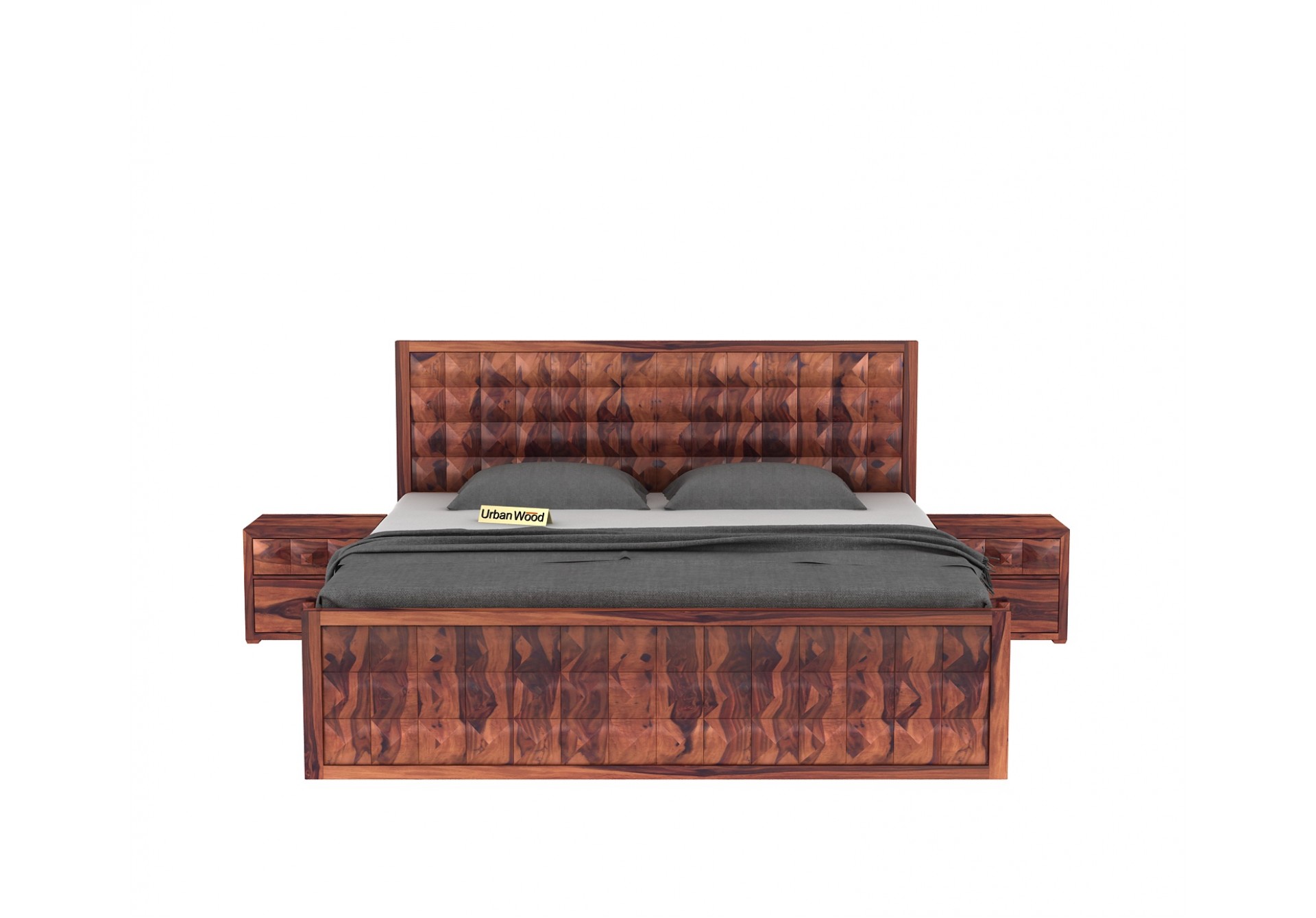 Morgana Bed With Storage ( King Size, Teak Finish )