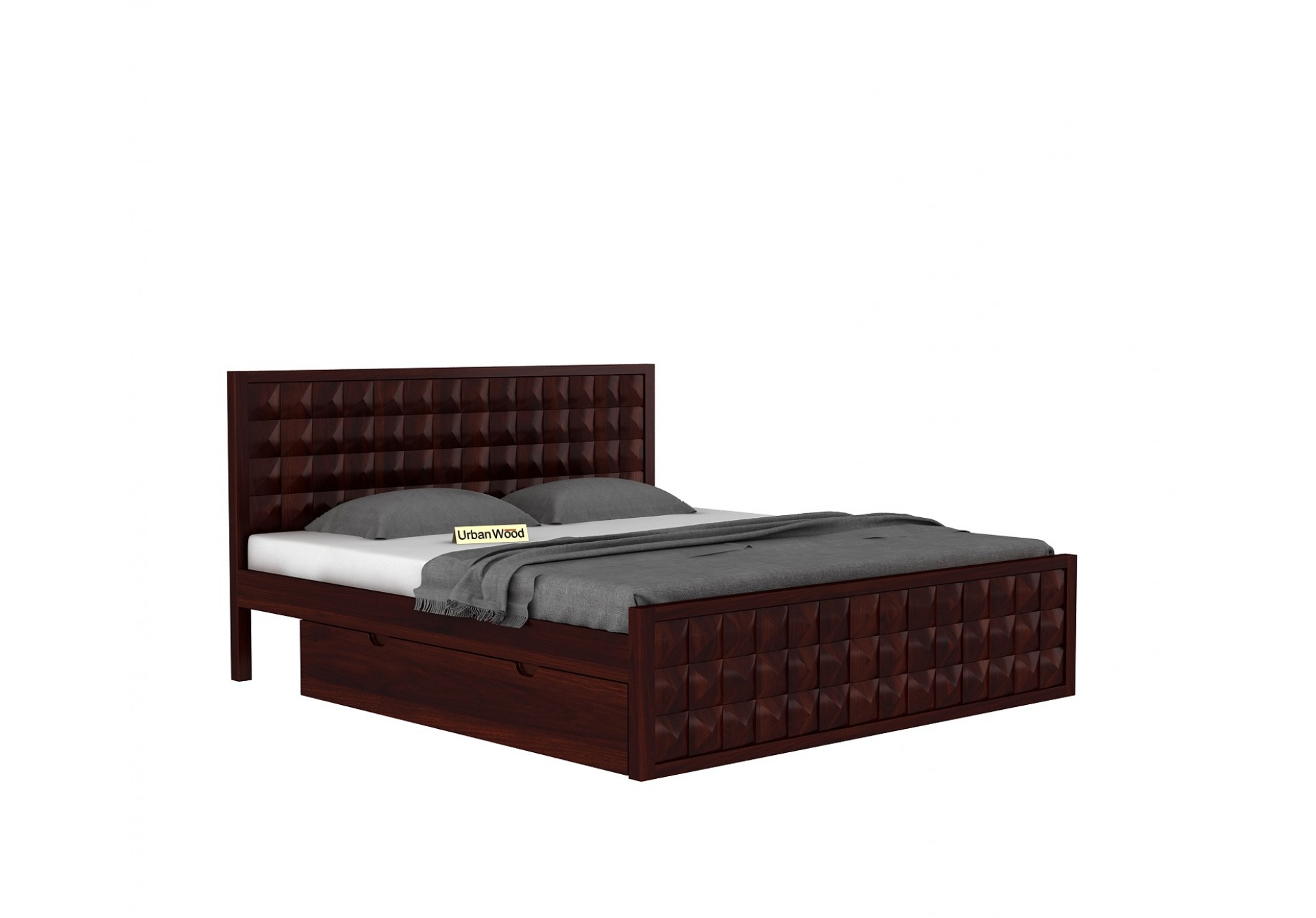 Morgana Bed With Storage ( Queen Size, Walnut Finish )