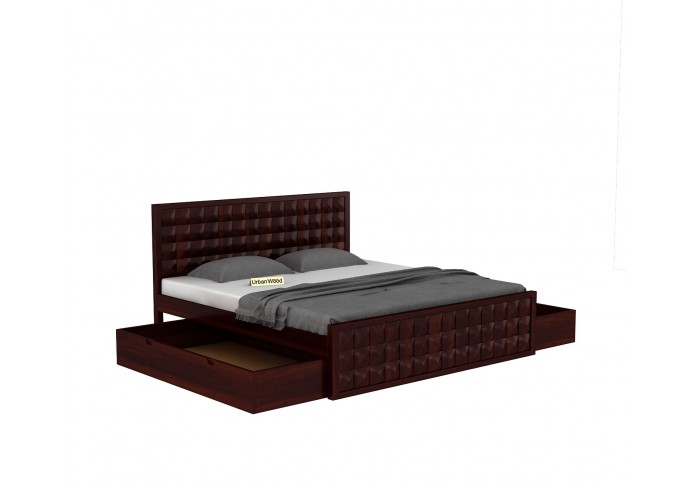 Morgana Bed With Storage ( King Size, Walnut Finish )