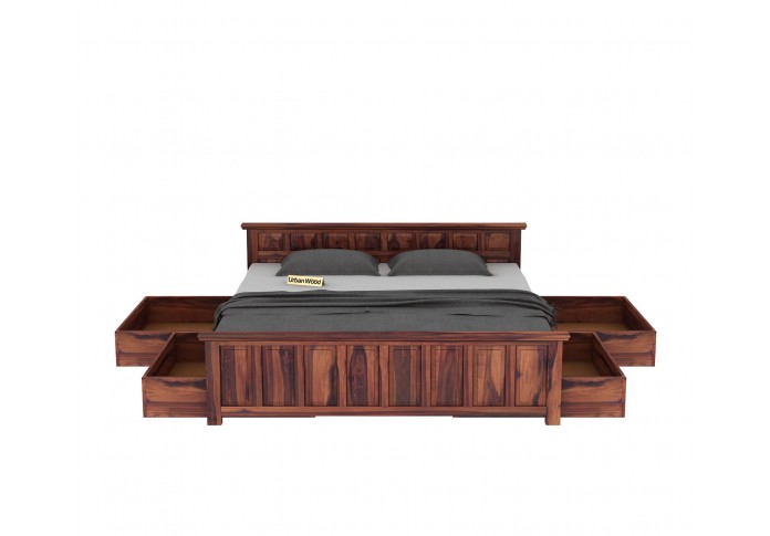 Thoms Bed With Drawer Storage ( Queen Size, Teak Finish )