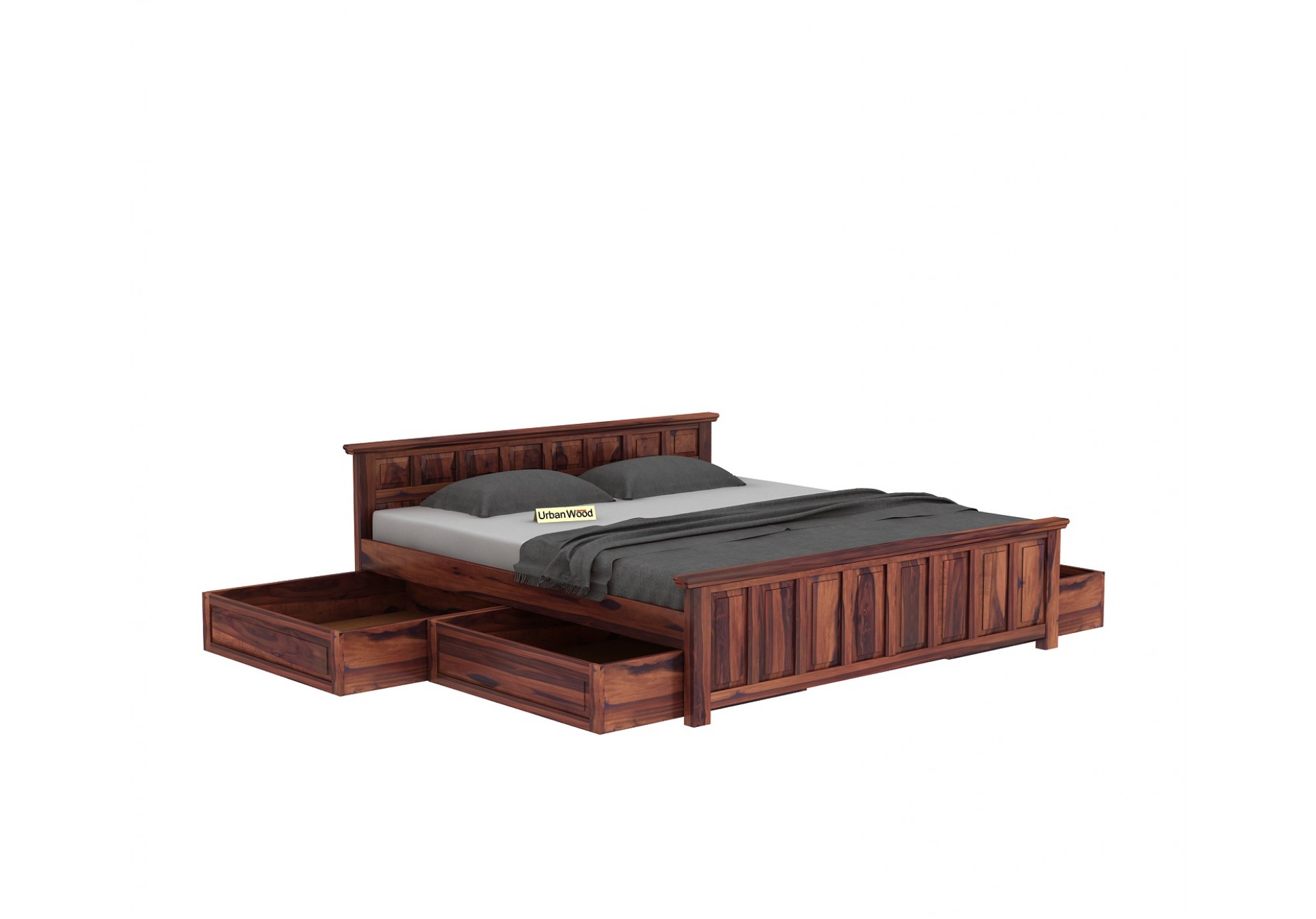 Thoms Bed With Drawer Storage ( Queen Size, Teak Finish )