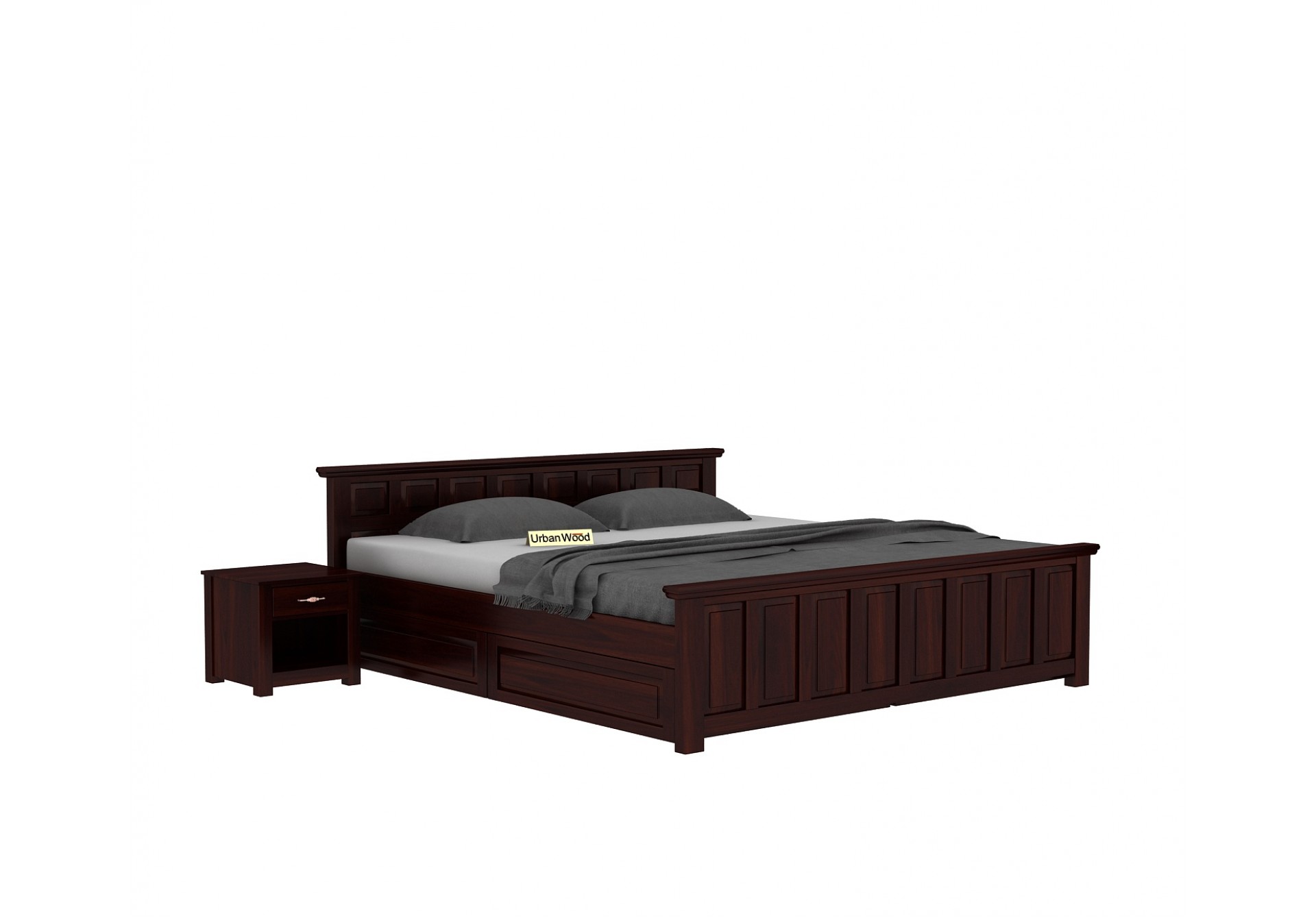Thoms Bed With Drawer Storage ( Queen Size, Walnut Finish )