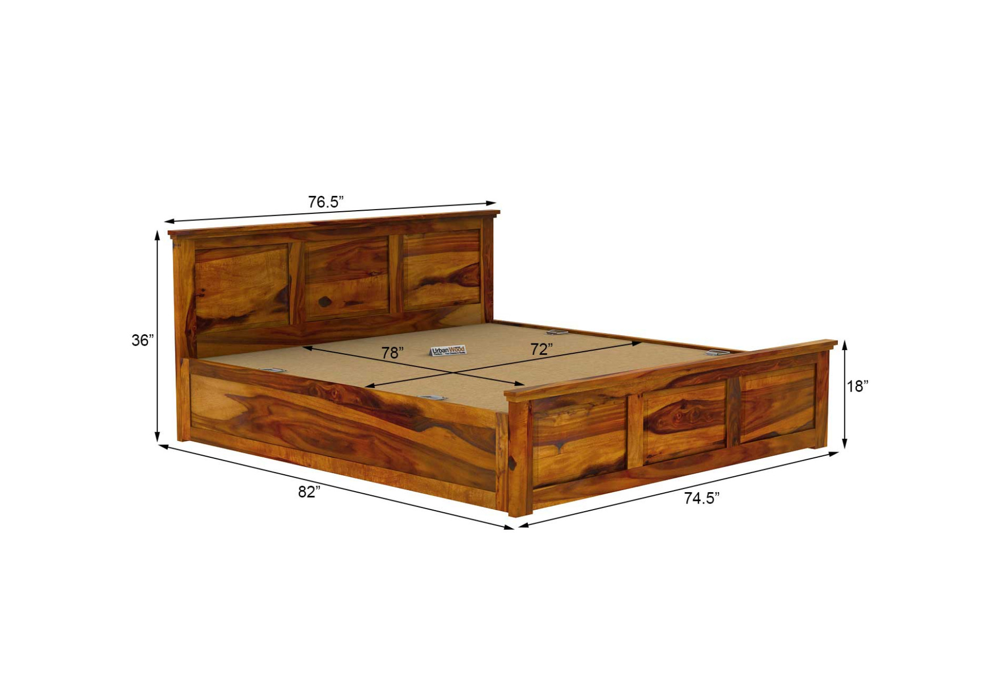 Babson Box Storage Bed (King Size, Honey Finish)