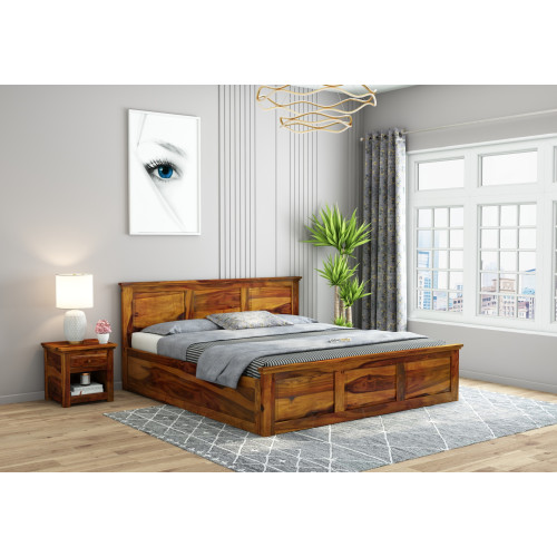 Babson Box Storage Bed (Queen Size, Honey Finish)