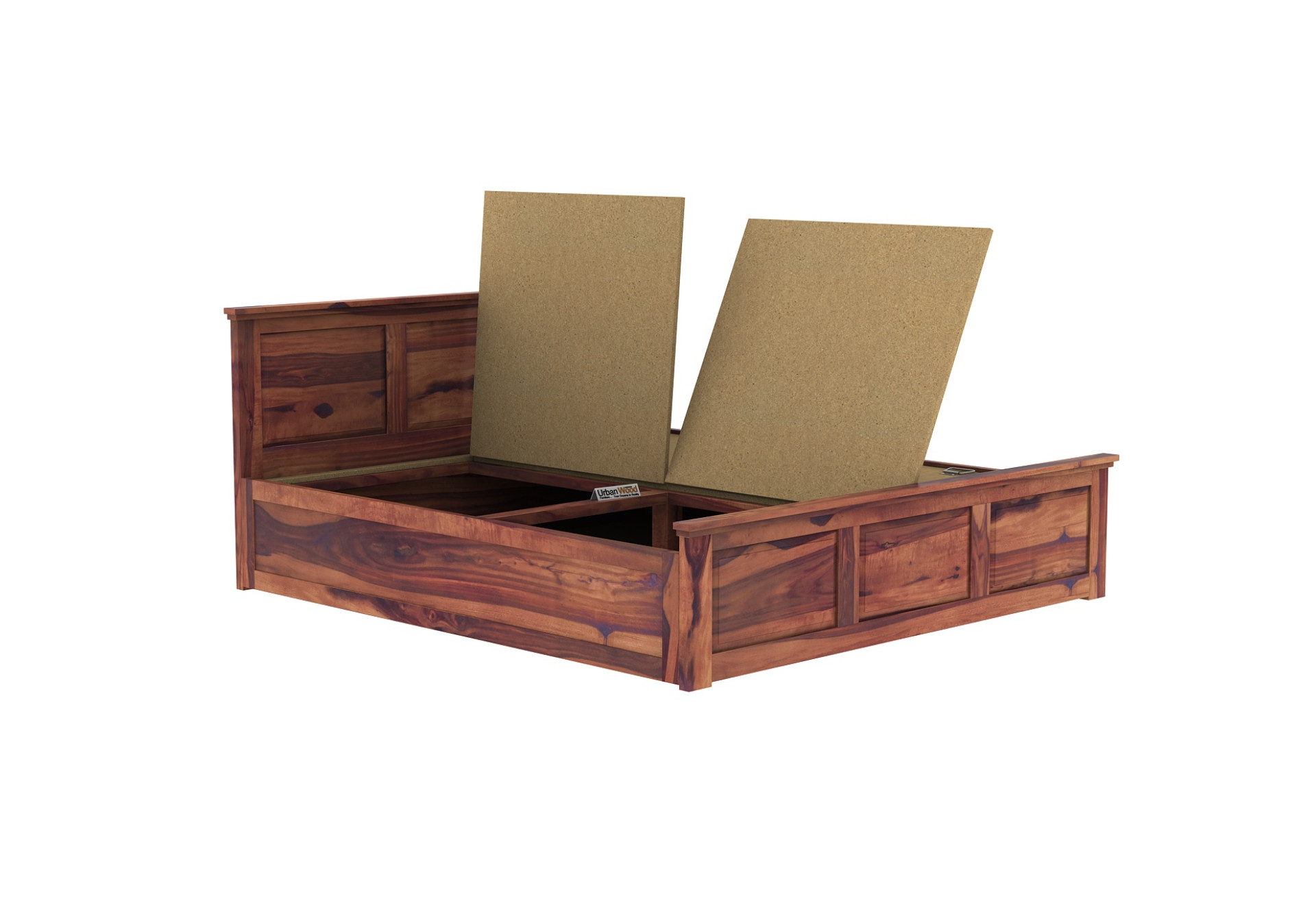 Babson Box Storage Bed (Queen Size, Teak Finish)