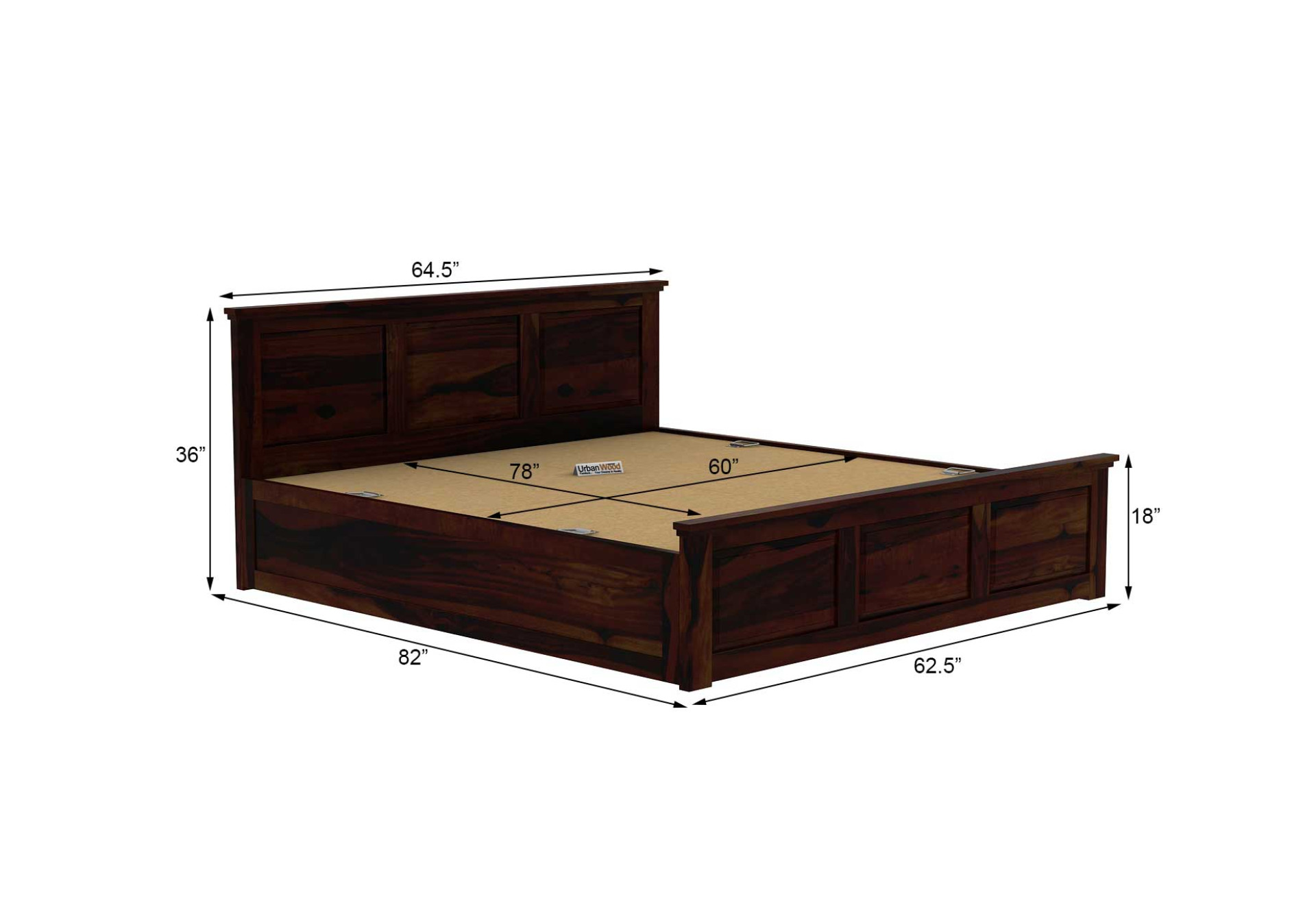 Babson Box Storage Bed (King Size, Walnut Finish)
