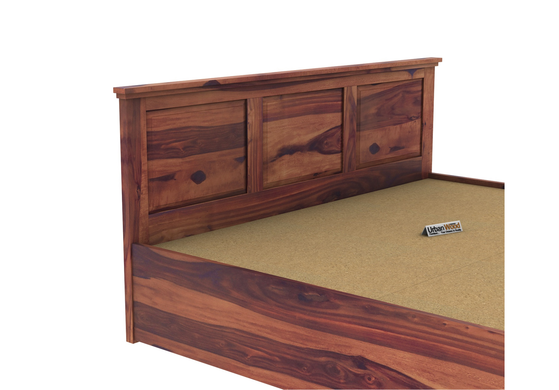Babson Hydraulic Storage Bed (King Size, Teak Finish)