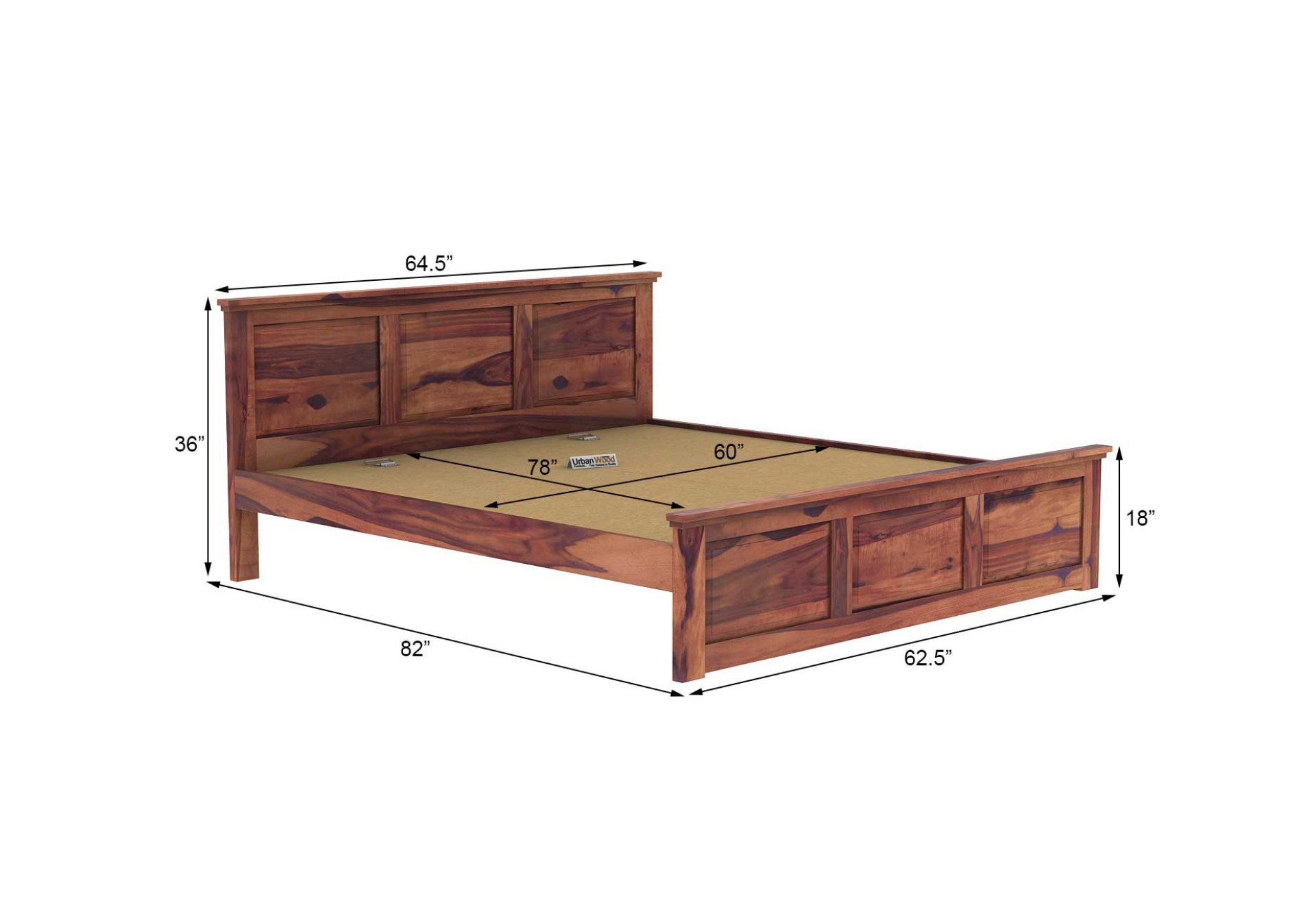 Babson Without Storage Bed (Queen Size, Teak Finish)