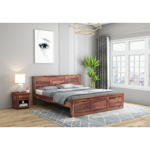 Babson Without Storage Bed (Queen Size, Teak Finish)
