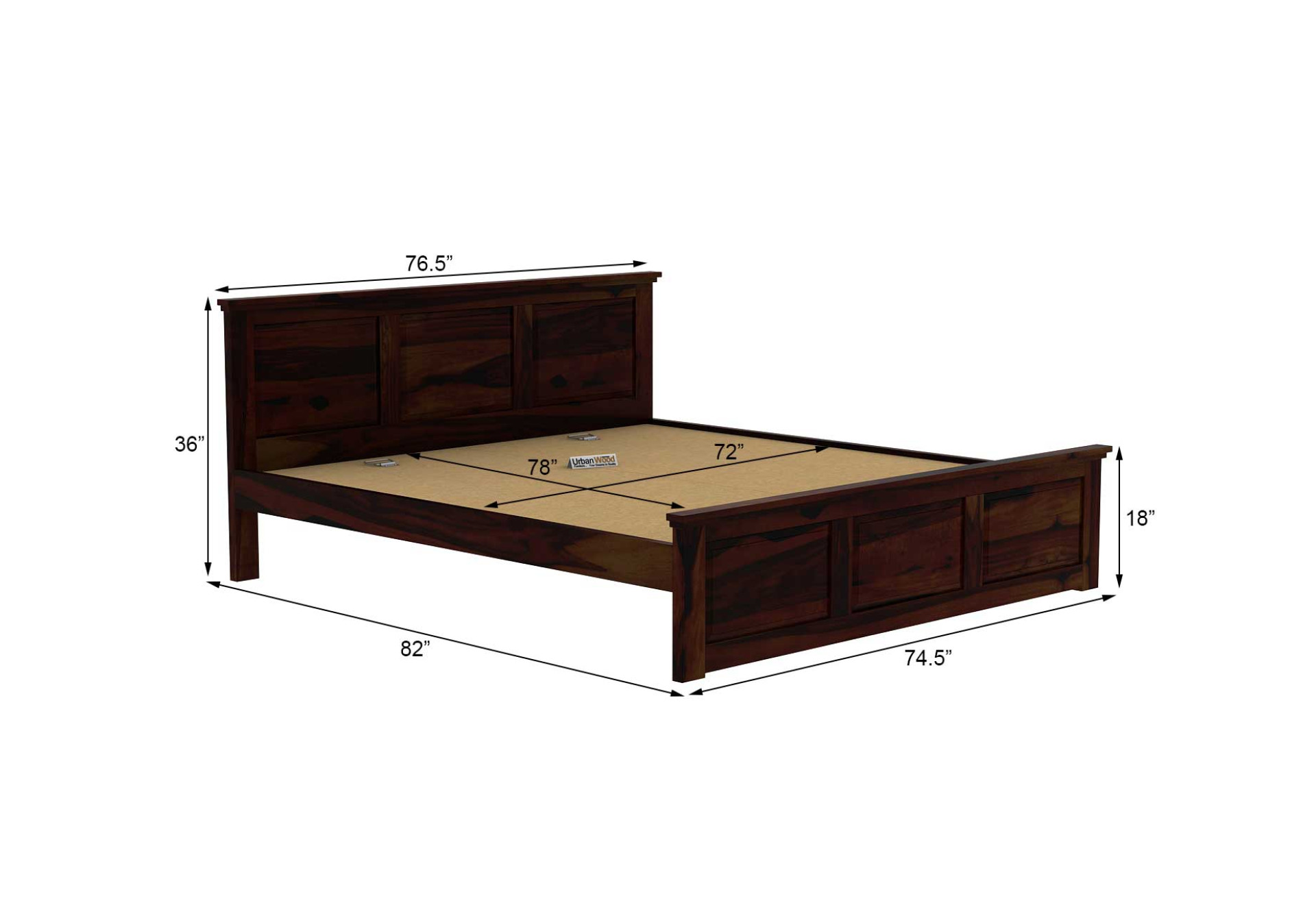 Babson Without Storage Bed (King Size, Walnut Finish)