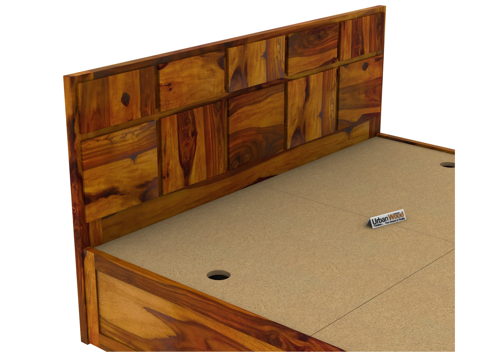 Bedswind Bed With Box Storage ( Queen Size, Honey Finish )