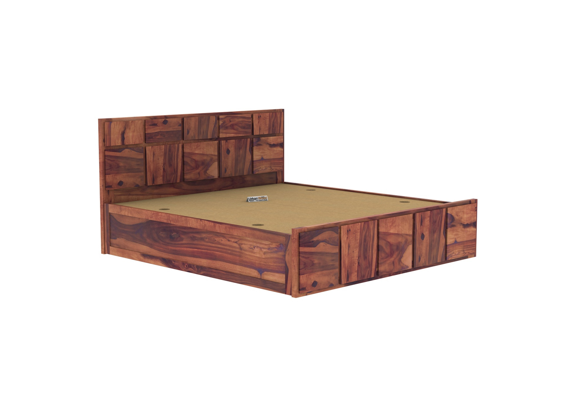 Bedswind Bed With Box Storage ( King Size, Teak Finish )
