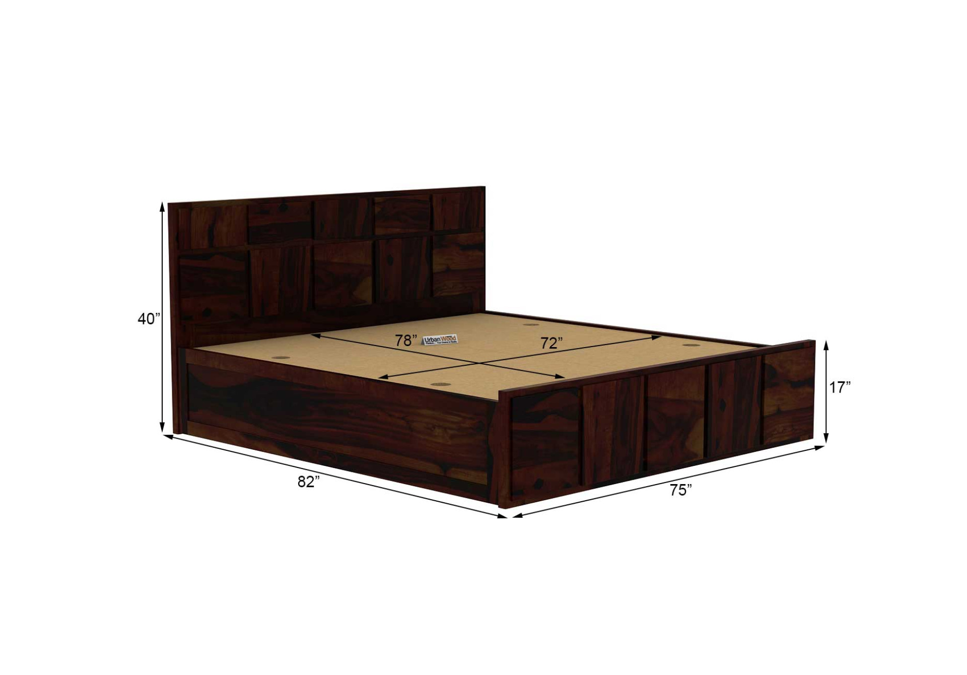 Bedswind Bed With Box Storage ( King Size, Walnut Finish )