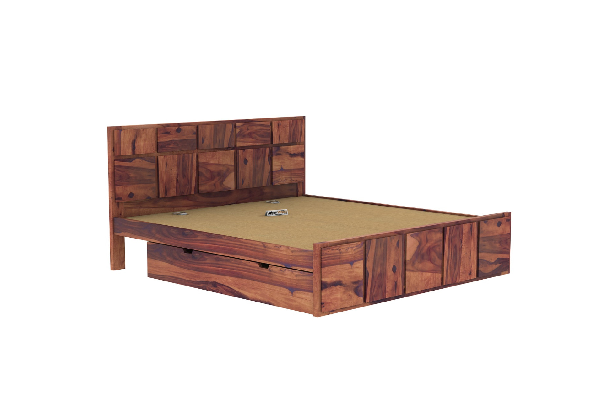 Bedswind Drawer Storage Bed (Queen Size, Teak Finish)