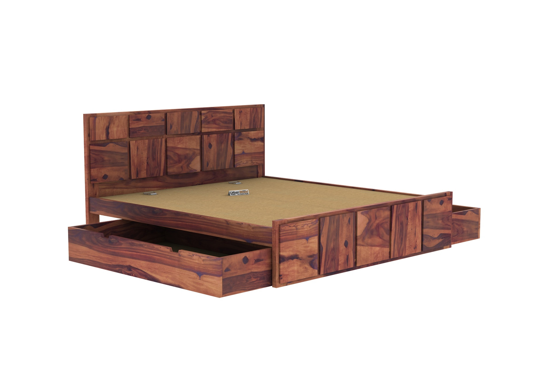 Bedswind Drawer Storage Bed (Queen Size, Teak Finish)