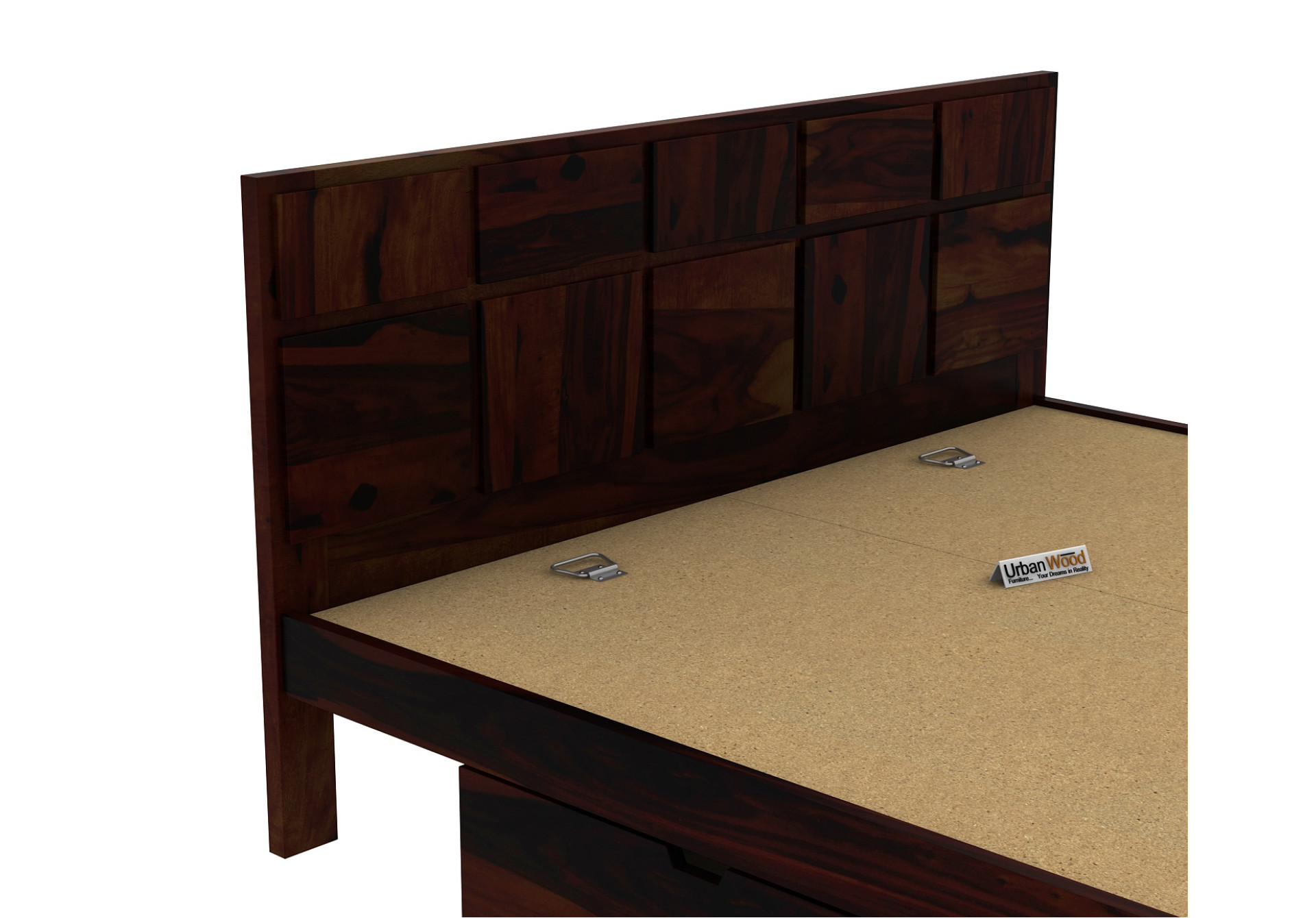 Bedswind Drawer Storage Bed (King Size, Walnut Finish)
