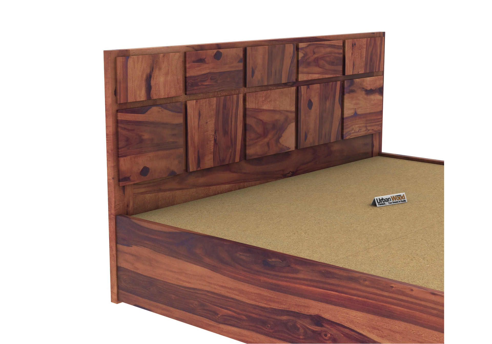 Bedswind Hydraulic Storage Bed (King Size, Teak Finish)