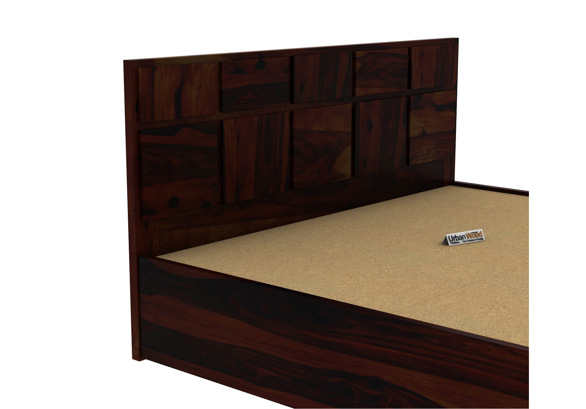 Bedswind Hydraulic Storage Bed (Queen Size, Walnut Finish)