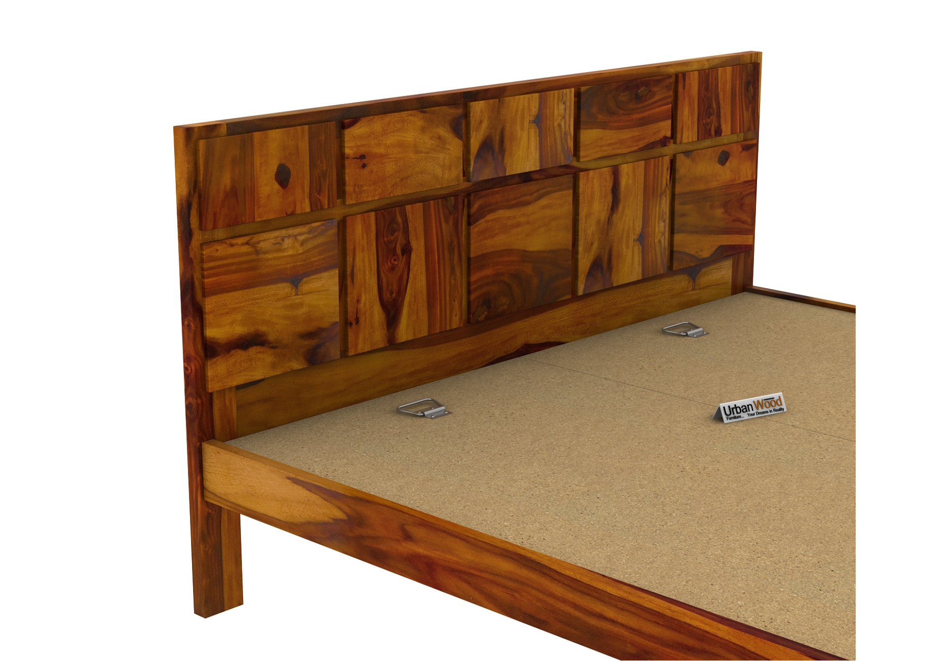 Bedswind Without Storage Bed (Queen Size, Honey Finish)