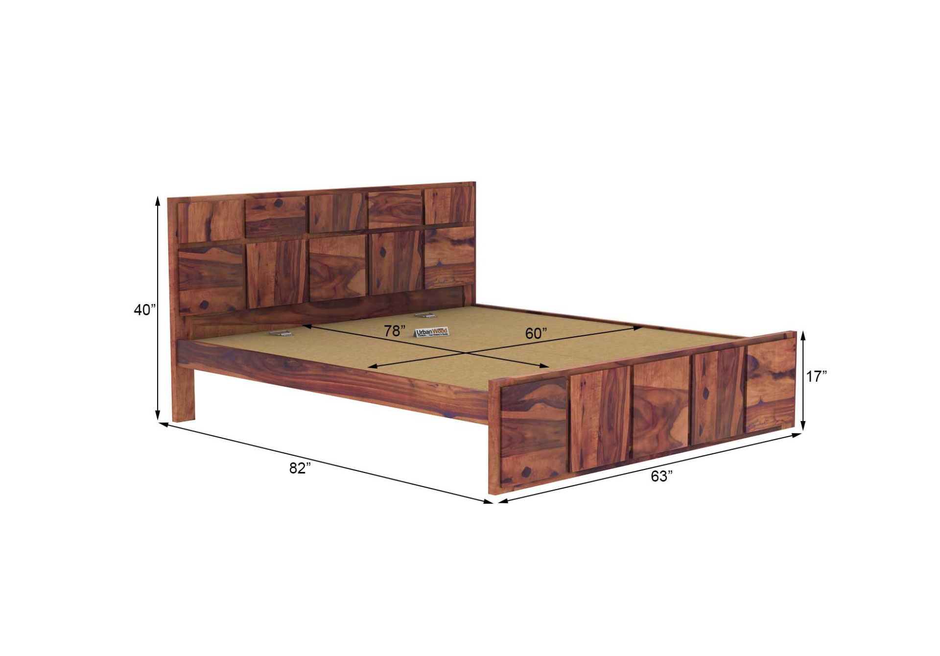 Bedswind Without Storage Bed (Queen Size, Teak Finish)