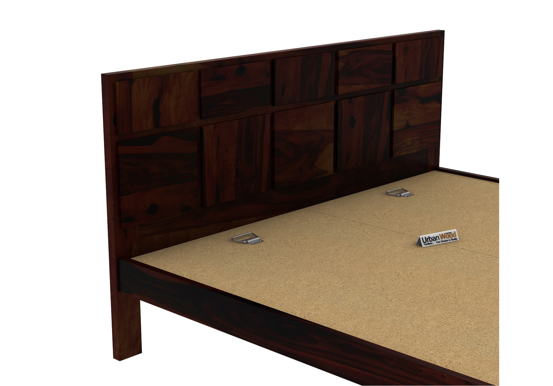 Bedswind Without Storage Bed (Queen Size, Walnut Finish)