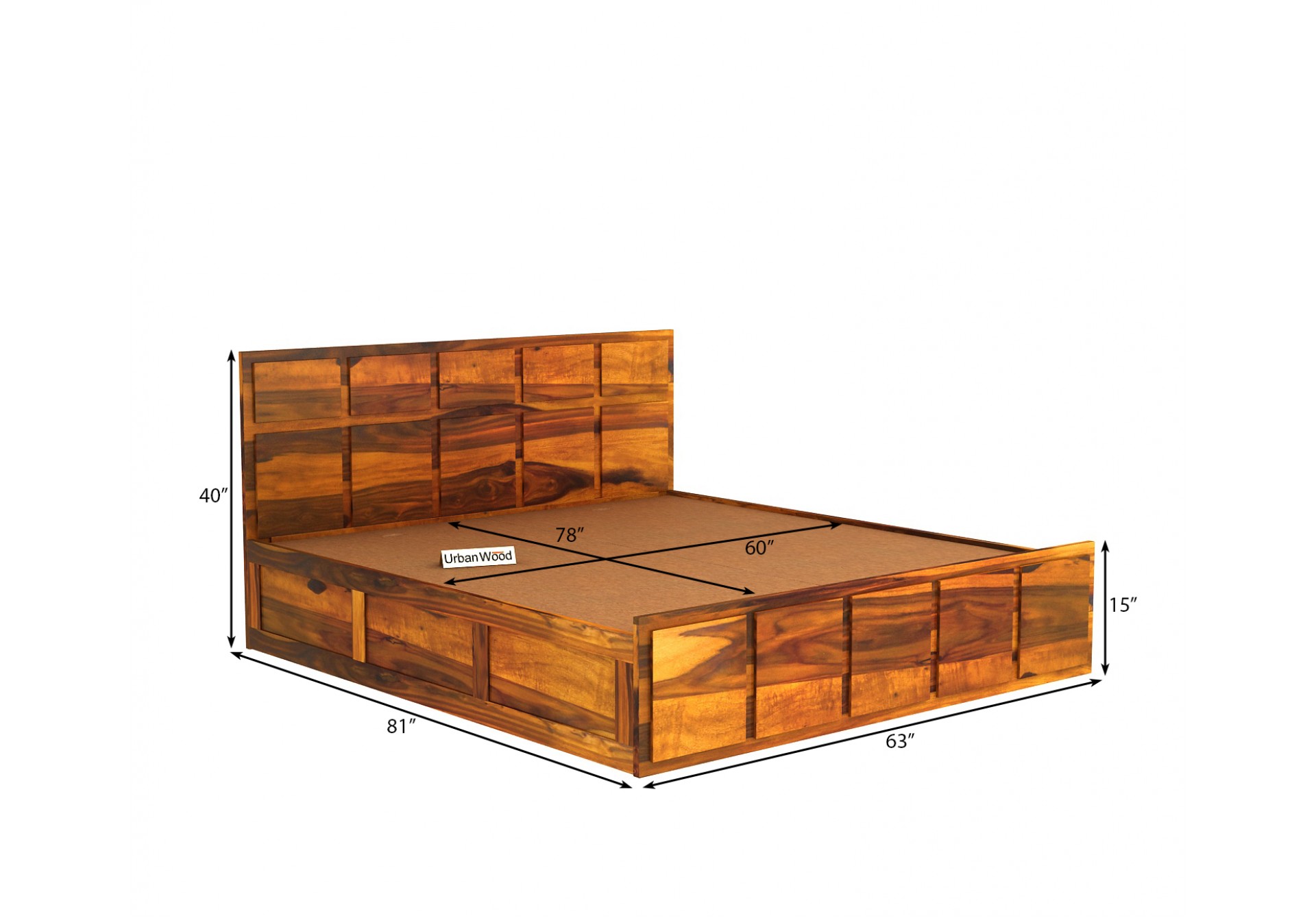 Bedswind Bed With Storage ( Queen Size, Honey Finish )