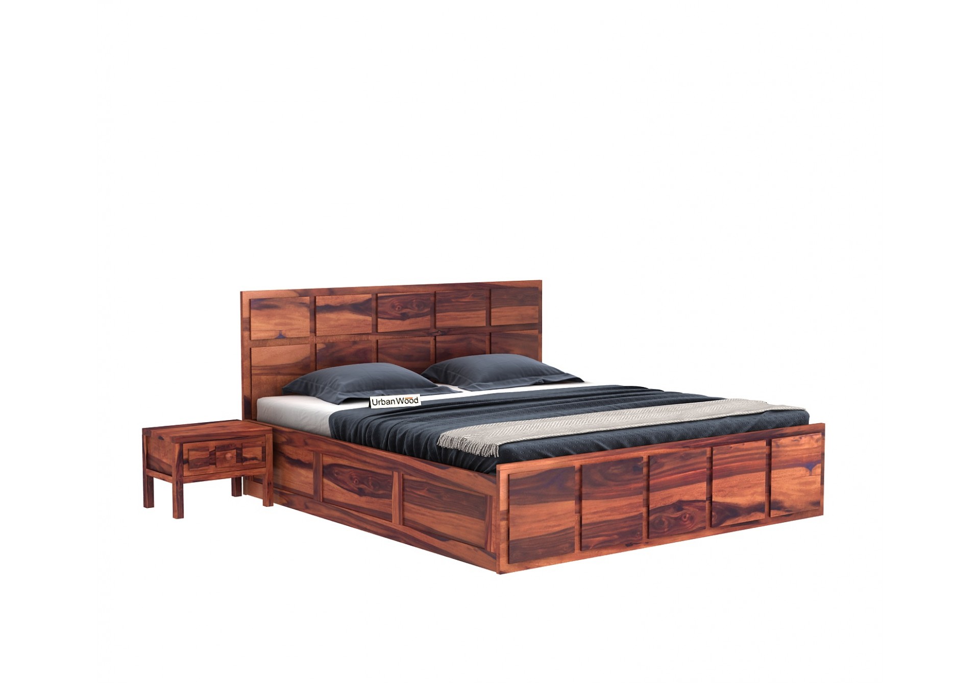 Bedswind Bed With Storage ( King Size, Teak Finish )