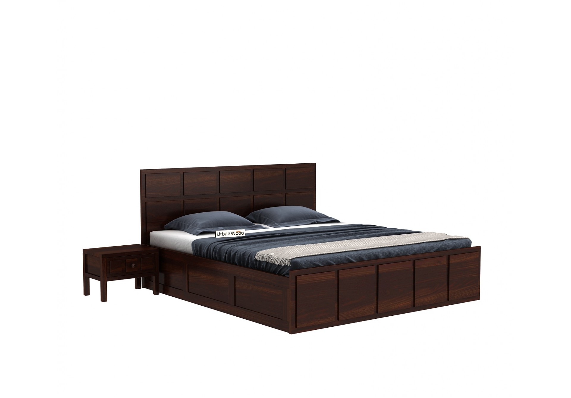 Bedswind Bed With Storage ( Queen Size, Walnut Finish )