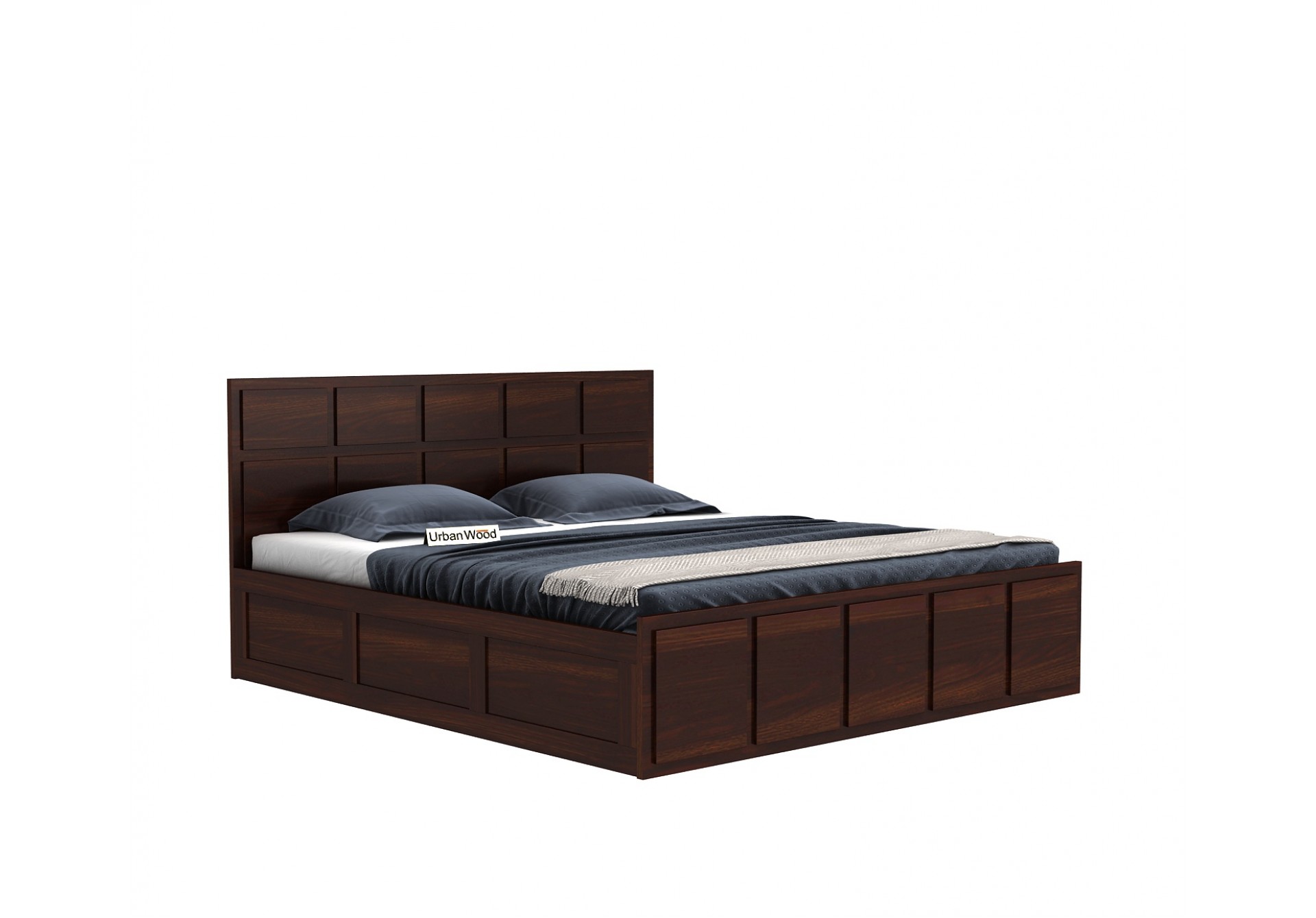Bedswind Bed With Storage ( King Size, Walnut Finish )