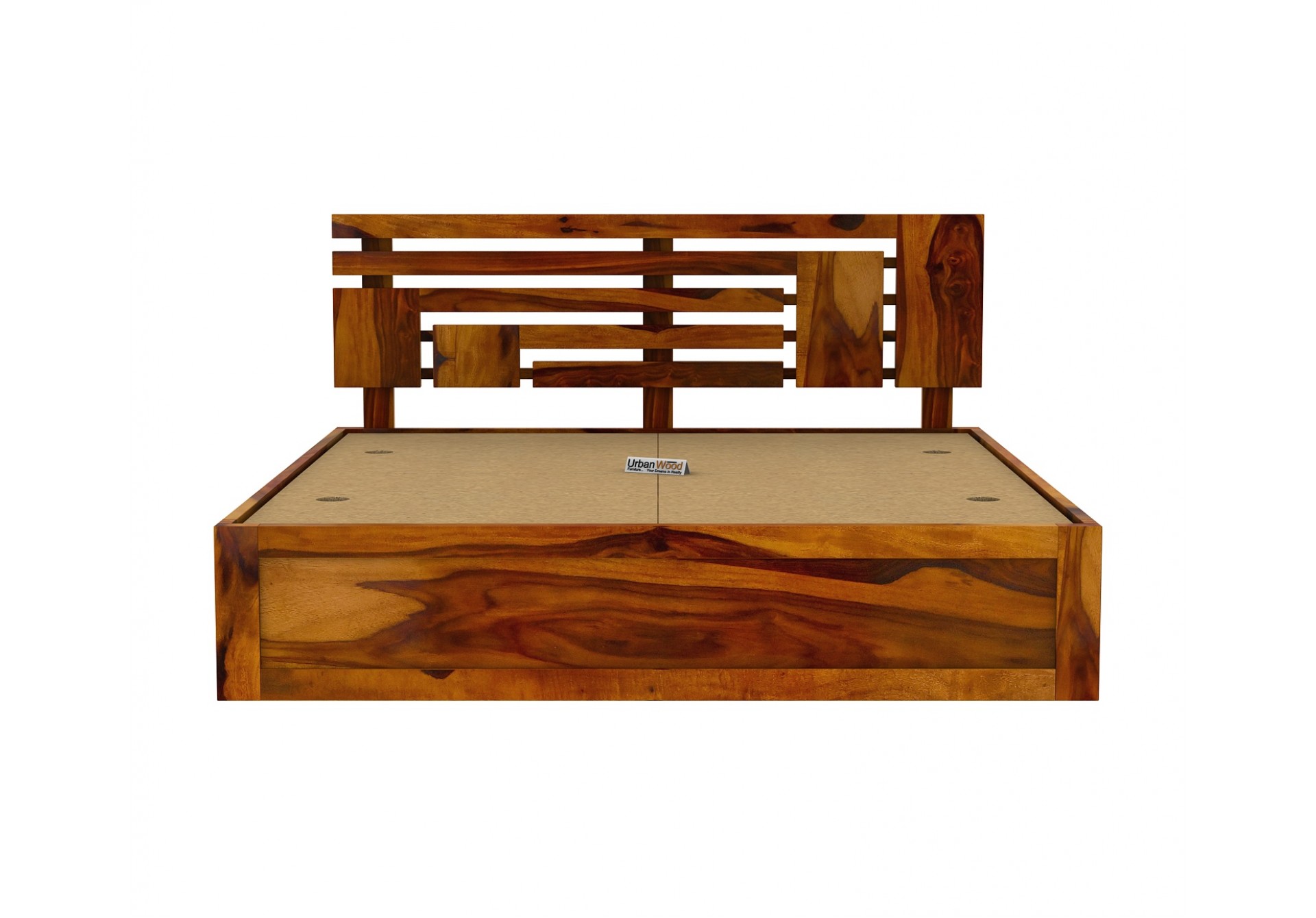 Berlin Wooden Bed With Box Storage (King Size, Honey Finish)