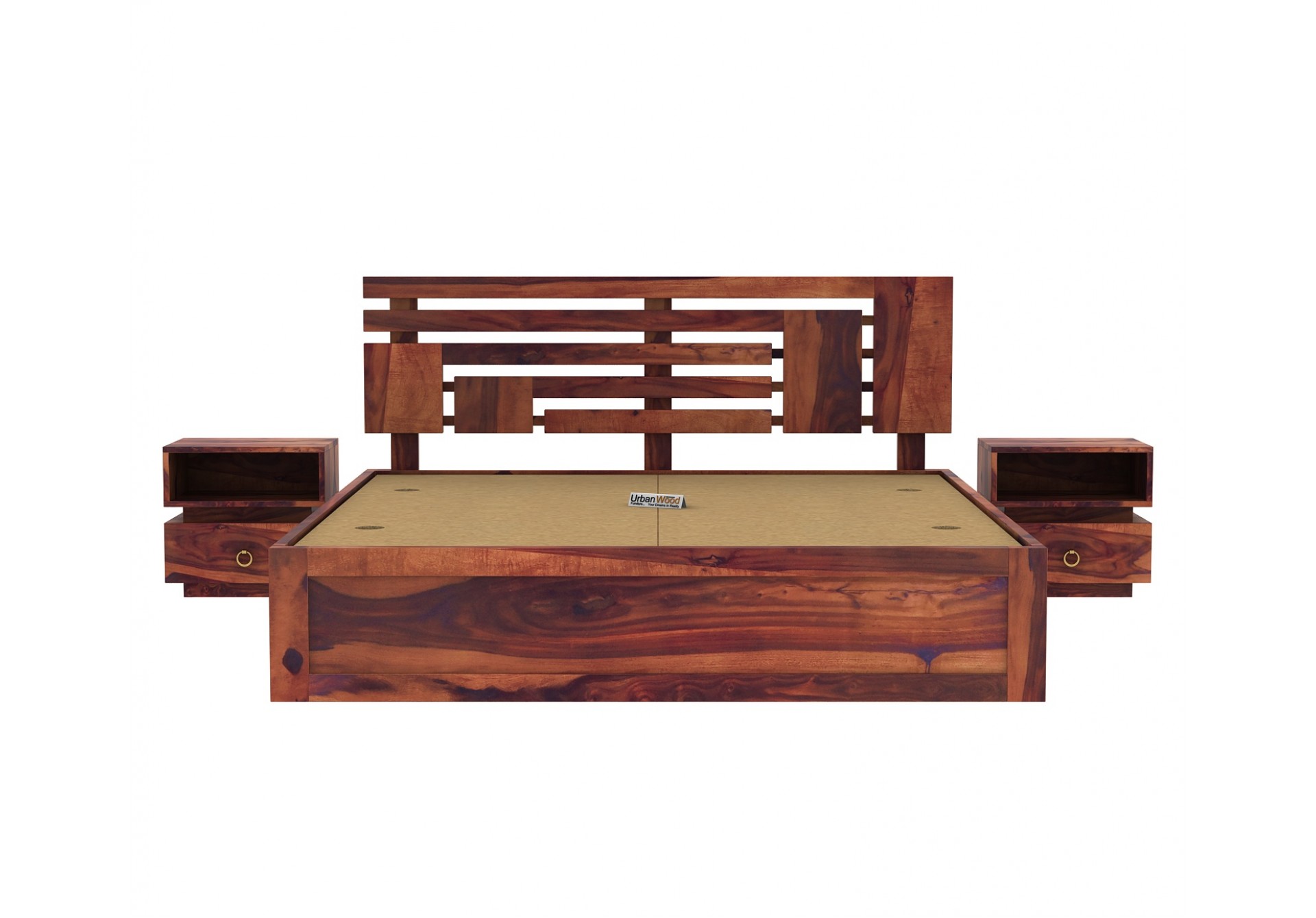 Berlin Wooden Bed With Box Storage (Queen Size, Teak Finish)